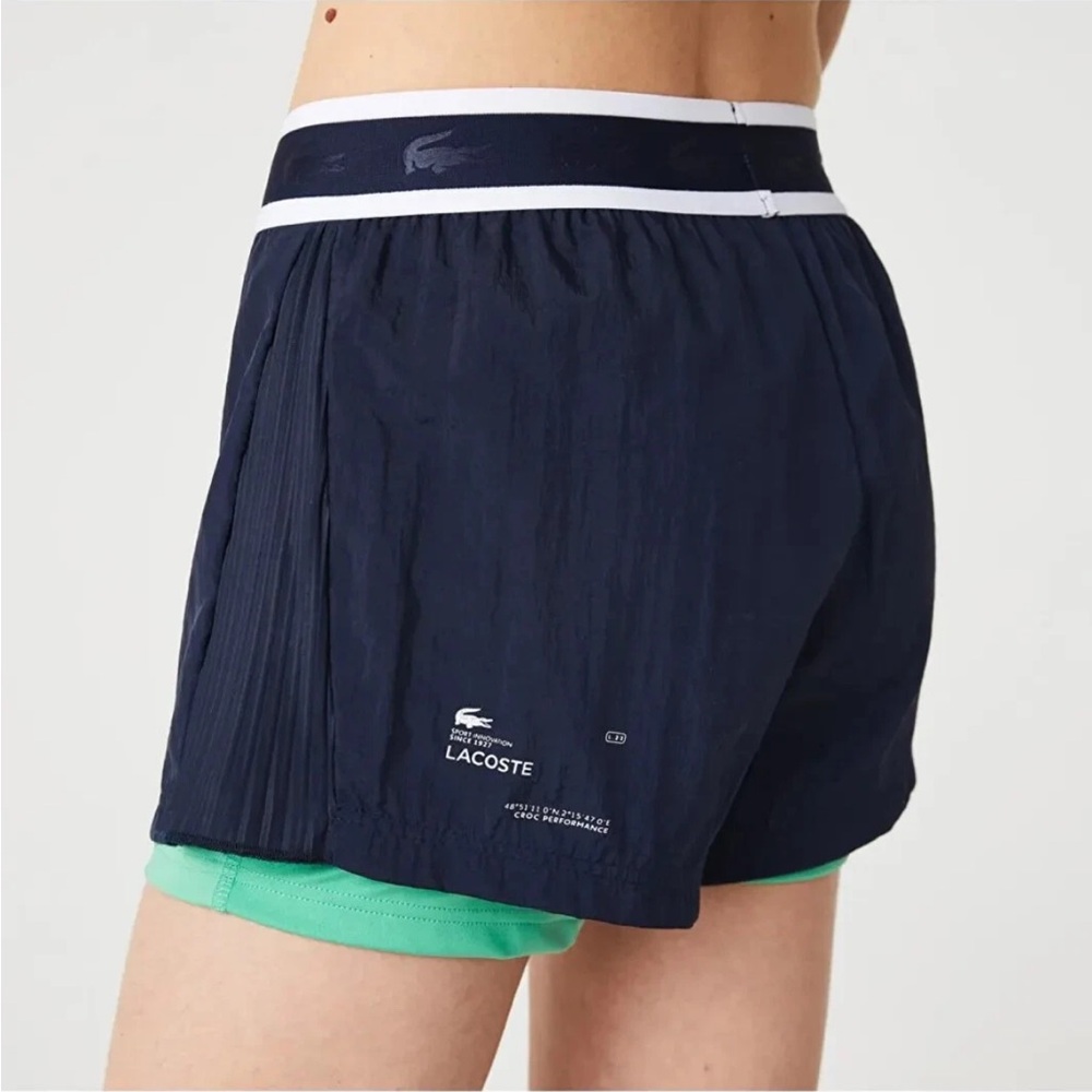 Lacoste Women's Dark Blue and Green Athletic Shorts
